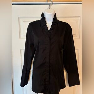 Chicos black ruffle neck blouse